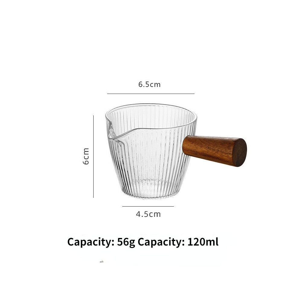 (a-120ML B 120ML) Saucer Plate Coffee Cup Stripe Small Milk Cup Vertical Measuring Cup Hammer Pattern Acacia Wood Handle Milk Pot Coffee Cup-image-OPC-PBQ85FV-NEW