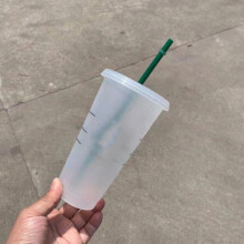 (a-Transparent) 601-700Ml Straw Cup with Lid Reusable Coffee Cups Plastic Water Mug Black White Couple Cup Matte Finish Coffee Mug