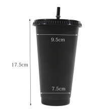 (a-Black) 601-700Ml Straw Cup with Lid Reusable Coffee Cups Plastic Water Mug Black White Couple Cup Matte Finish Coffee Mug