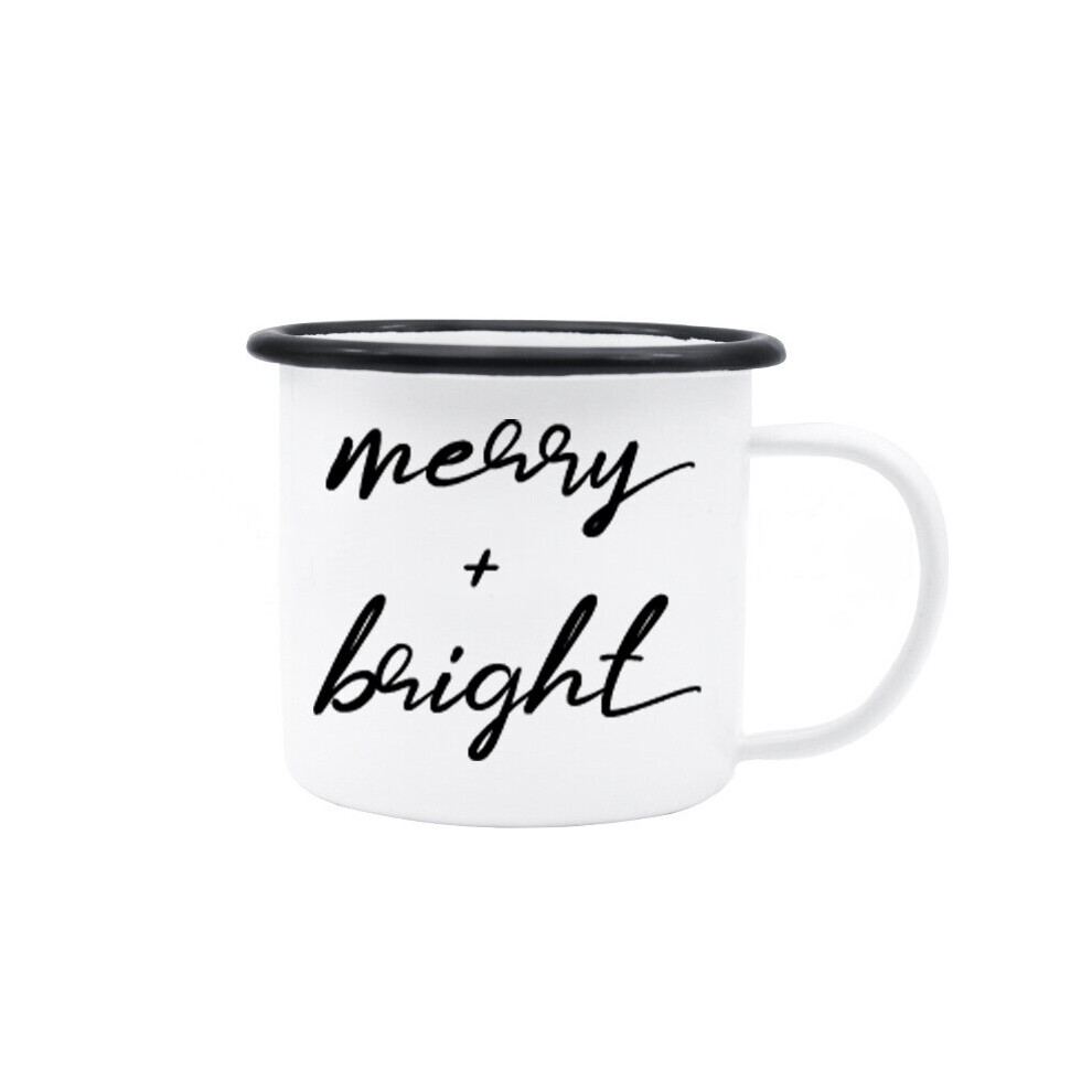 (a-A 350ml) Sublimation Enamel Mug Coffee Milk Mug with Handle Merry Bright Classic Christmas White Color Outdoor Travel Camping Cup-image-OPC-PBQ87BS-NEW