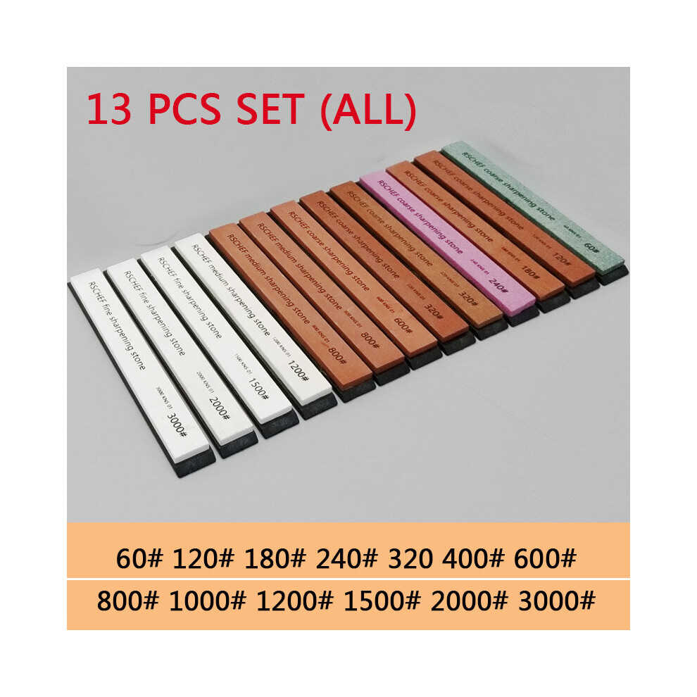 (A-13Pcs Sharpening Stone) Sharpening Stones 60-10000 Grit Whetstone Knife Sharpener Coarse/ Fine Polishing Stone Leather Kitchen Knives Grinding Syst 4856906226220