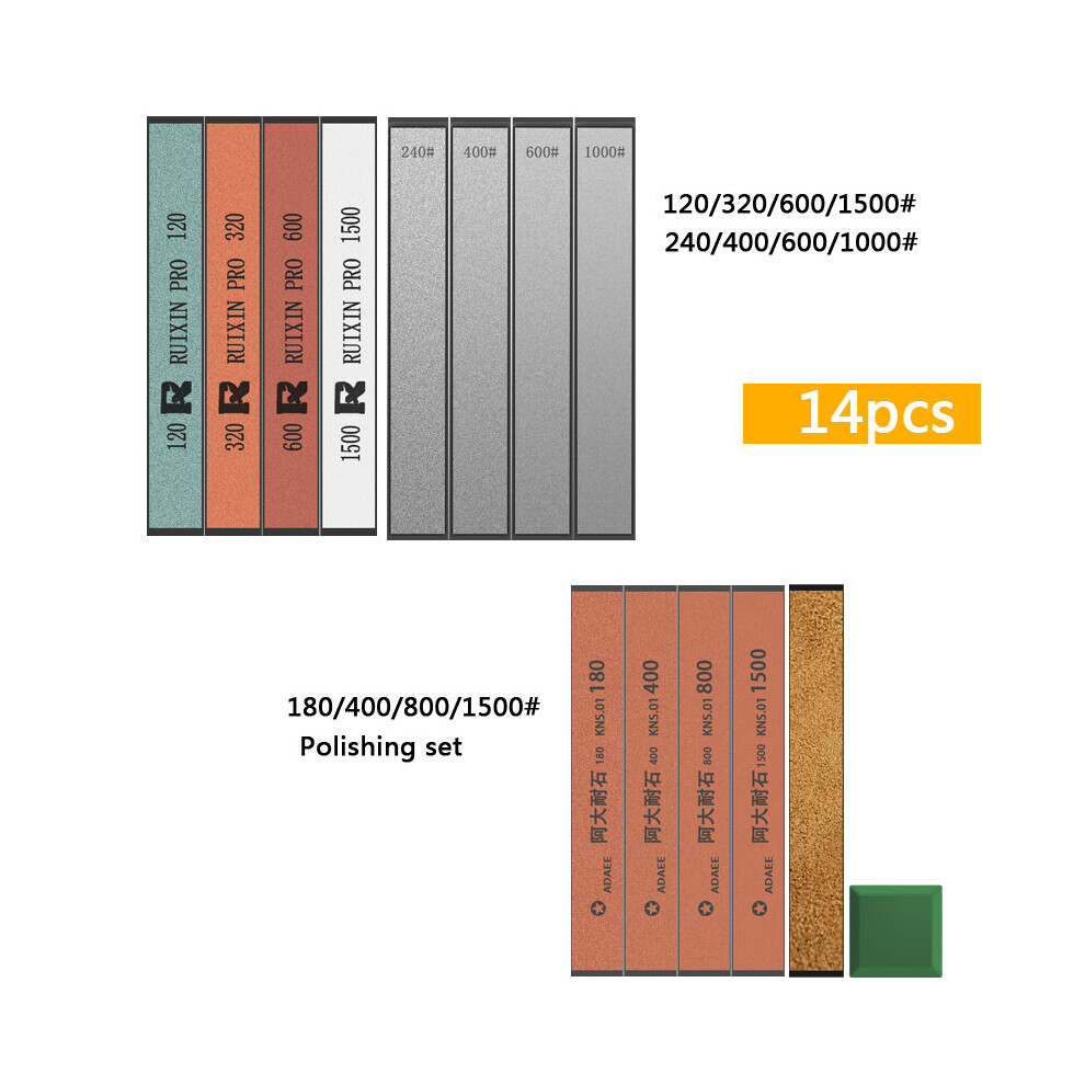 (A-14Pcs Sharpening Stone) Sharpening Stones 60-10000 Grit Whetstone Knife Sharpener Coarse/ Fine Polishing Stone Leather Kitchen Knives Grinding Syst 4856906226237
