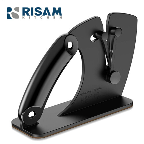 (a-Green sharpener as photo) RISAMSHA 2021 New Kitchen Knife Sharpener Professional Knives sharpener Edge Auto-adjust Blade Easy To Use Quick Sharpening tool 1