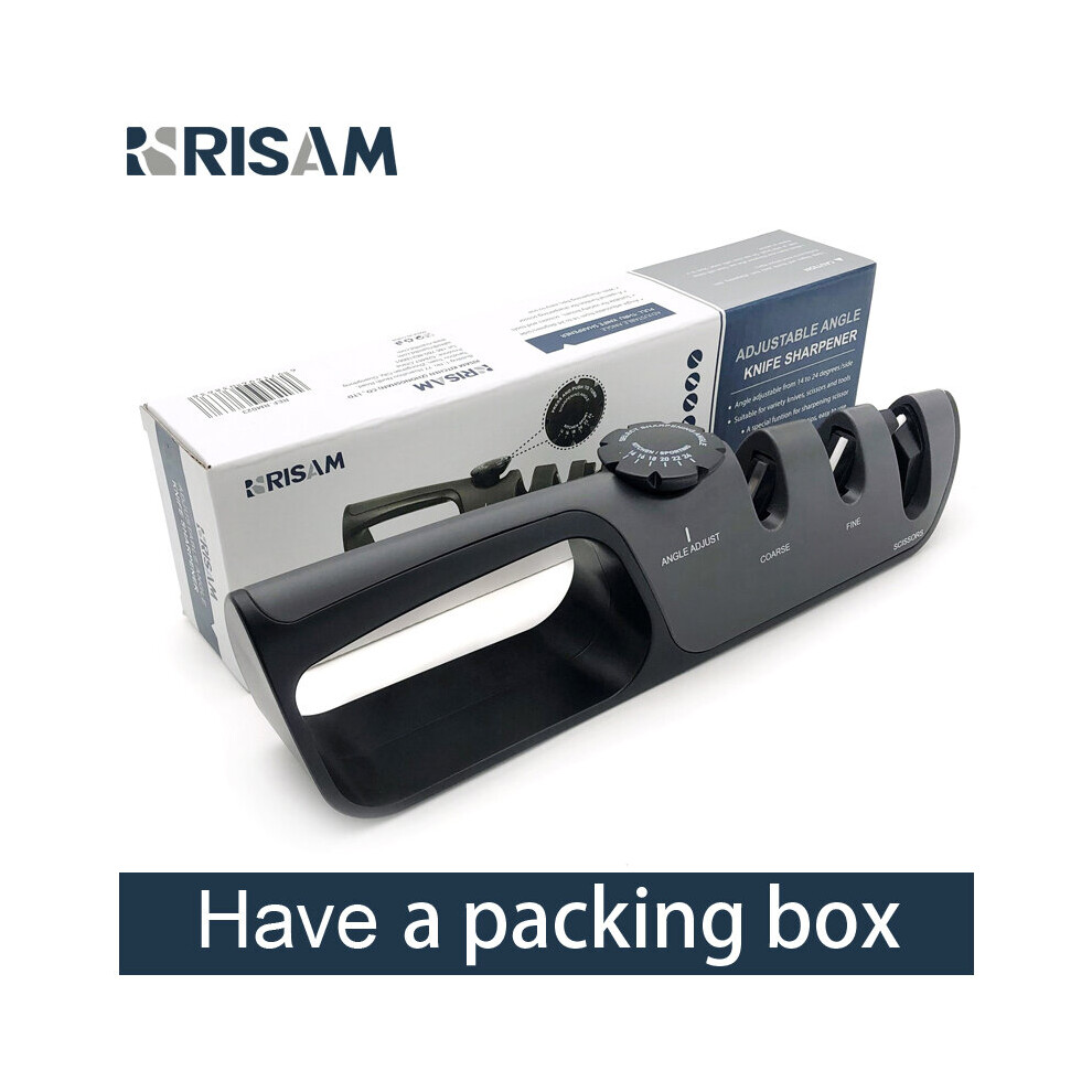 (A-Yellow Sharpeners) Risam Adjustable Angle Button Sharpener Tool Knife Sharpener 3 Stage Scissors Sharpening Stone Professional Grinder Knives 4856906278700