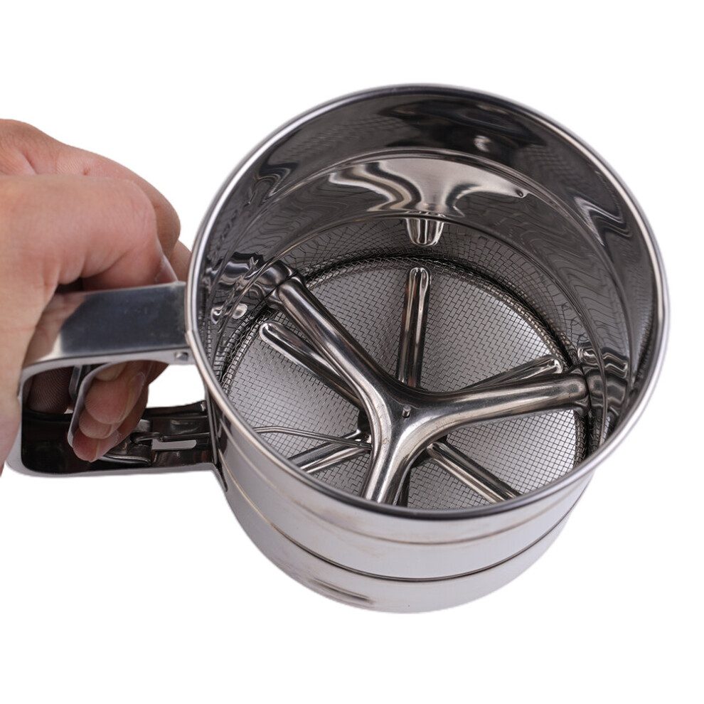 High-quality Flour Sieve Kitchen Tools Powdered Sugar Stainless Steel Versatile 19.5*10.5*9.5cm Anti-splash Bread Puffs-image-OPC-PBQ8C5M-NEW