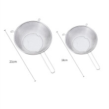 (a-Colander 21cm) Kitchen Large Flour Sieve Pasta Colander Stainless Steel Food Filter Long Handle Cooking Strainer Multifunction Home Accessories