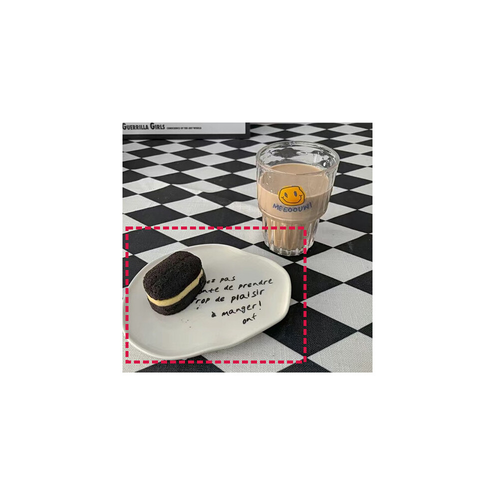 (a-Letter tray 17cm) Korean Ins Zebra Antique Stripe Mug Ceramic Coffee Cup Milk Breakfast Cup Lovers Cup Gift Mugs Coffee Cups