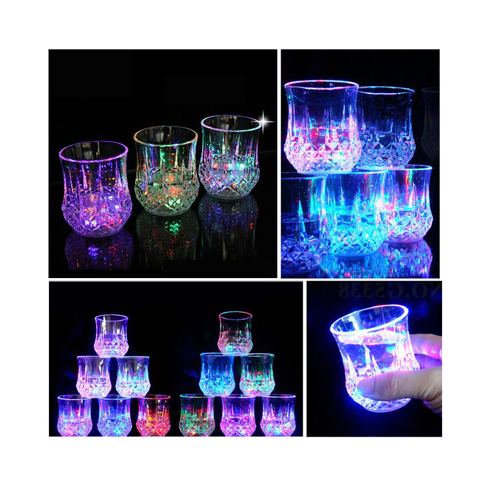 (a-2pcs) 200ml LED Flashing Cup Wine Beer Whisky Mug Transparent Water Beverage Drinking Glass Mug Glowing Cup Party Decorative Supplies