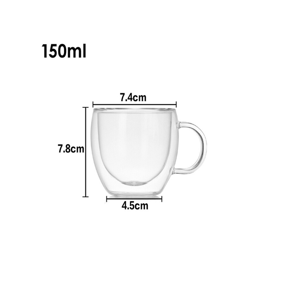 (a-handle 150ml-1Pieces) Double Wall Glass Coffee Glass Transparent Tea Cup Set Glass Coffee Cup Set Gift Household Drinkware 150/250/350/450/ml-image-OPC-PBQ8DBB-NEW
