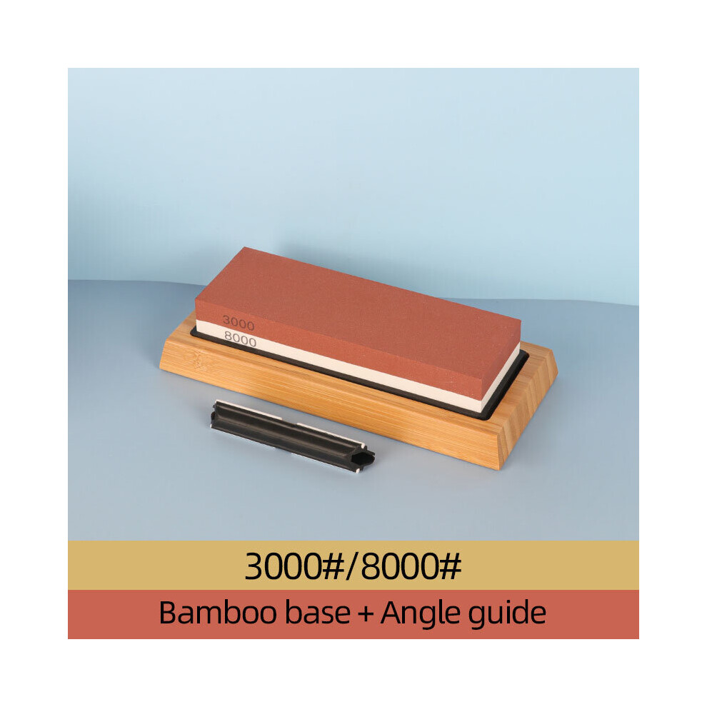 (A-30008000Bamboo Base) Dual Side Knife Sharpener Whetstone Sharpening Stone Professional Grinding Kitchen Tools Accessories Gadgets Wet Girt Honing S 4856906246037