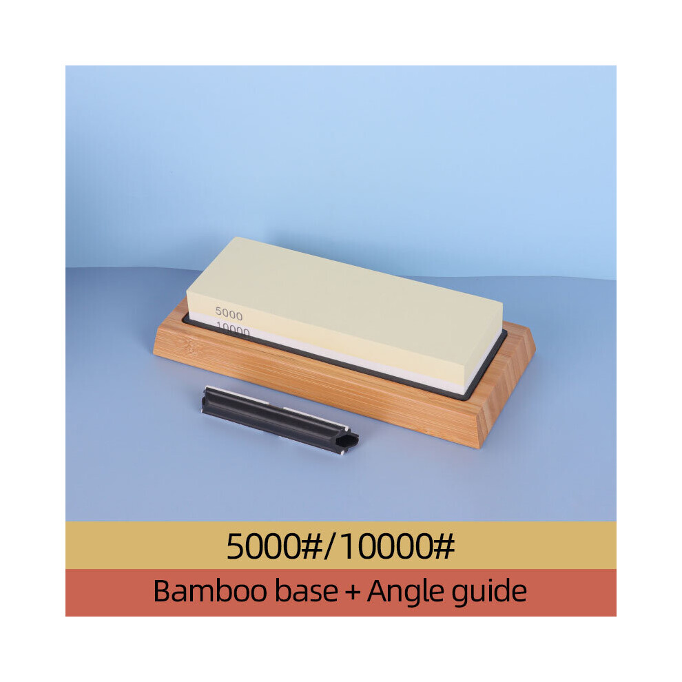 (A-500010000Bamboo Base) Dual Side Knife Sharpener Whetstone Sharpening Stone Professional Grinding Kitchen Tools Accessories Gadgets Wet Girt Honing 4856906246082