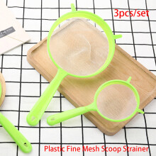 3PCS/Set Plastic Fine Mesh Scoop Strainer Colander Flour Sieve With Handle Juice Tea Strainer Tool Kitchen Tools Accessories