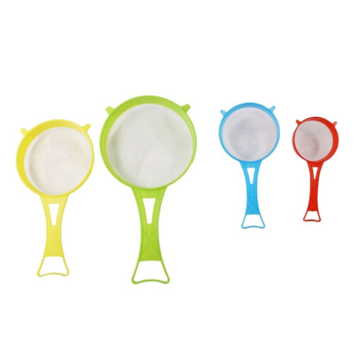 4pcs Kitchen Handheld Plastic Screen Mesh Tea Leaf Strainer Flour Sieve Colander Reusable Handheld  Colander Kitchen Accessories