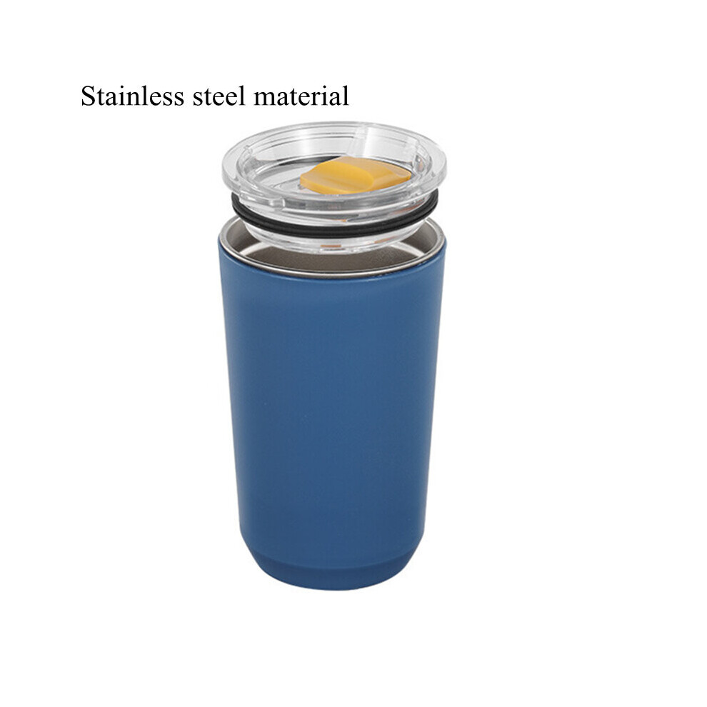 (a-Steel Blue 460ml(9x14cm)) Portable Stainless Steel Coffee Cup with Lid 360/460/560ml Double Wall Mug Anti-Scald Thermal Milk Cups Tumbler Drinkware-image-OPC-PBQ8GQN-NEW
