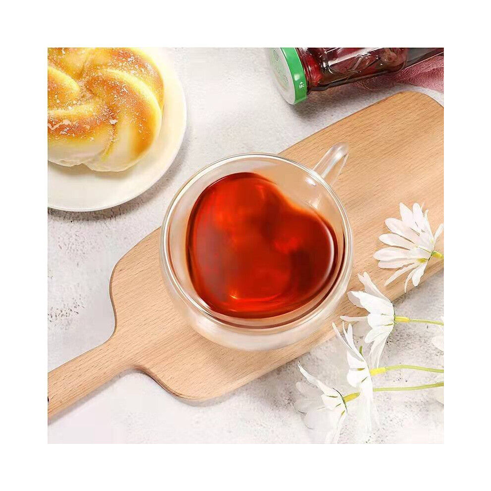 (a- 240ml) Heart Love Glass Mug Coffee Double Wall Mug Insulated Tea Milk Lemon Juice Water Cup Heat Resistant Drinkware Lover Gift-image-OPC-PBQ8GXT-NEW