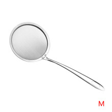 (a-silverL) Soy Milk Juice Filter Spoon Stainless Steel Wire Fine Mesh Oil Strainer Flour Colander Sieve Sifter Kitchen Pastry Baking Tool