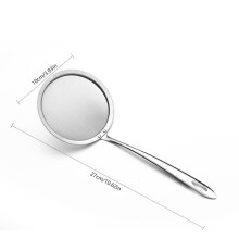 (a-silverM) Soy Milk Juice Filter Spoon Stainless Steel Wire Fine Mesh Oil Strainer Flour Colander Sieve Sifter Kitchen Pastry Baking Tool