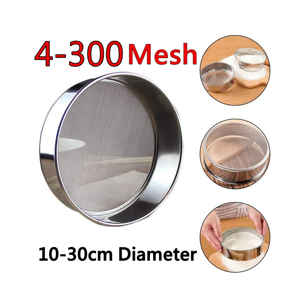 (a-10 Mesh 2mm 20cm Diameter) 4-300M Round 304 Stainless Steel Flour Sieve Kitchen Food Bean Filter Screen Lab Powder Filter Sieve Strainer Sifter Bak-image-OPC-PBQ8K59-NEW