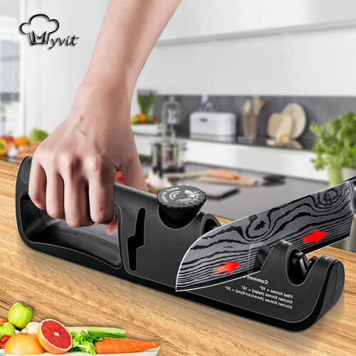 (a-White as picture) Knife Sharpener Adjustable Manual 4 Stages Scissors Sharpening Stone Kitchen Grinder knives Whetstone Angle Sharpener Tool 1