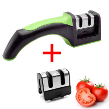 (a-Green 2-piece set knife sharpener) Hot 2 stage Knife Sharpener Sharpening Stone Detachable Sharpeners Kitchen Sharpening System Tungsten Steel Grinder Knife Tool