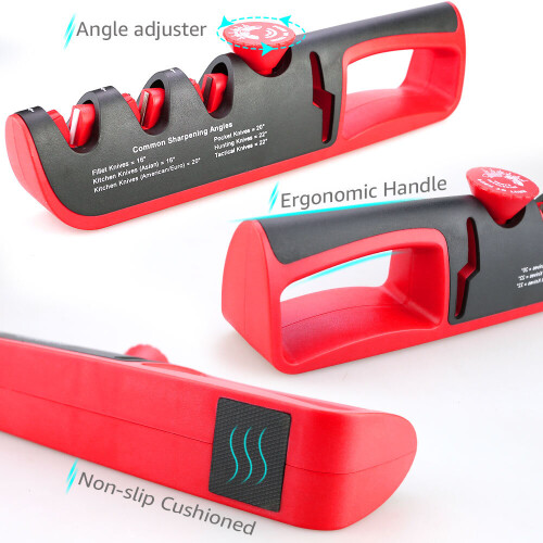 (a-White as picture) Knife Sharpener Adjustable Manual 4 Stages Scissors Sharpening Stone Kitchen Grinder knives Whetstone Angle Sharpener Tool 2
