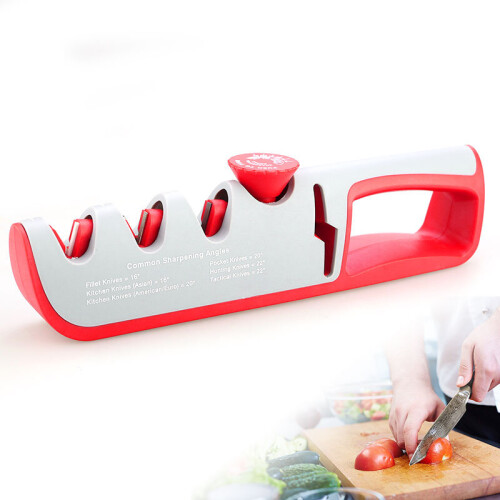 (a-White as picture) Knife Sharpener Adjustable Manual 4 Stages Scissors Sharpening Stone Kitchen Grinder knives Whetstone Angle Sharpener Tool