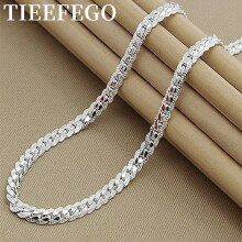 925 Sterling Silver 6mm Side Chain 8/18/20/22/24 Inch Necklace For Woman Men Wedding Engagement Jewelry Gift