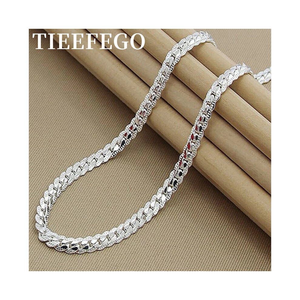 925 Sterling Silver 6mm Side Chain 8/18/20/22/24 Inch Necklace For Woman Men Wedding Engagement Jewelry Gift