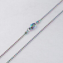 20pcs 45cm 1.5mm thin 5color Mirror polished Stainless steel round bead chain pearl wave chain DIY Pendant Lobster Necklace