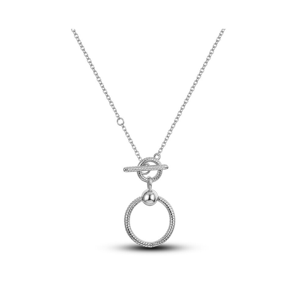 Silver Moments O Pendant T-Bar Chain Snake Chain Necklace for Women Girl Necklace Jewelry Making Gift