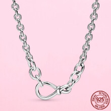 Silver Chunky Infinity Knot Chain Necklace Fit Charms Jewelry Making