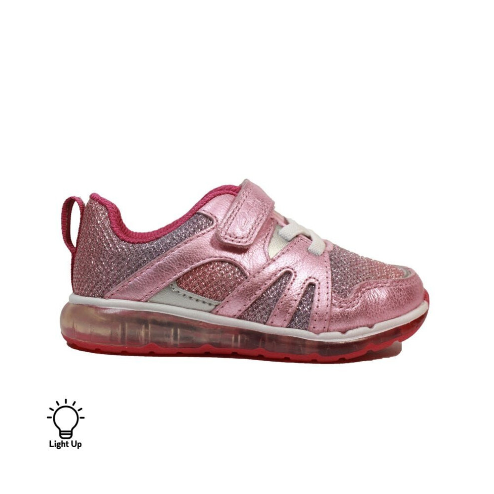 (4 (Children's)) Spark Sparky Toddler | Pink Interest Leather | Childrens Light Up Trainers