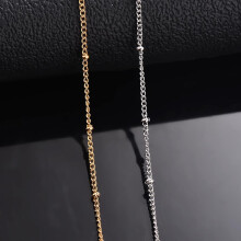 (Light Yellow Gold Color, 80cm or 32inches) 1Pc Width 1.5mm Stainless Steel Bead Link Chain Necklace DIY Jewelry Making for Pendant Necklace Bracelet Foot Jewelry