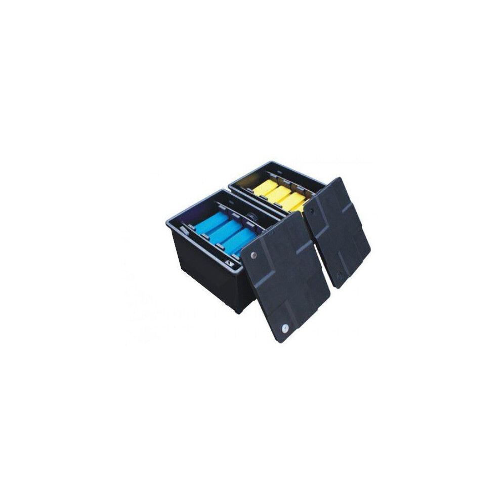 Allpondsolutions 12000L Koi Dual Box Pond Filter System - Dual Bays, 4-Stage Filtration, Coarse & Fine Foams