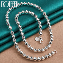 925 Sterling Silver 6mm 18 Inch Smooth Beads Ball Chain Necklace For Man Women Wedding Engagement Jewelry