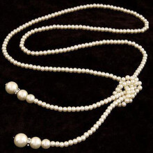 125cm Classic Double Knot Simulated Pearl Tassel Long Necklace Long Knotted Tassel Necklace Female Sweater Boho Jewelry