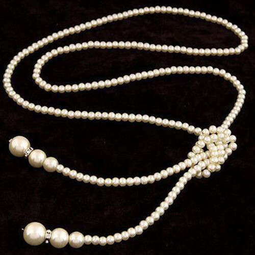 125cm Classic Double Knot Simulated Pearl Tassel Long Necklace Long Knotted Tassel Necklace Female Sweater Boho Jewelry