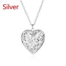 Necklace Heart Shape Stainess Steel Heart Necklace Pendant Chain Jewelry Party Beauty Girls Photo Locket Jewelry