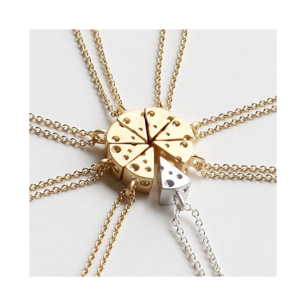 (Silver) Friendship 3D Tiny Cheese Necklace Bff Gift Food Modern Minimalist Jewelry Multicoloured