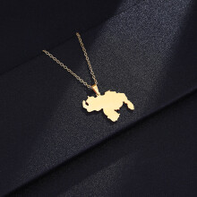 Venezuela Map Pendant Necklaces Silver Color/Gold Stainless Steel Chain Necklace Choker Venezuelan Jewelry