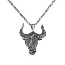JIALY 316L Stainless Steel Punk Necklace Chain Retro Bull Head Pendant charm For Boy Jewelry