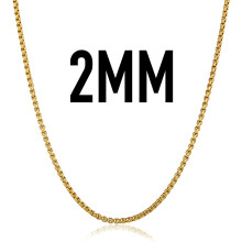 (Light Yellow Gold Color, 70cm) 2/3/4/5MM Thin Mens Boys Chain Womens Round Box Link Stainless Steel Necklace Dropship DKN387