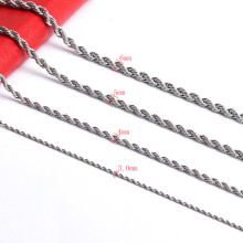 (Green, 40cm) Hip Hop Silver 3mm/4mm/5mm/6mm Stainless Steel Twist Rope Chain Necklace for Boys Girls Jewelry