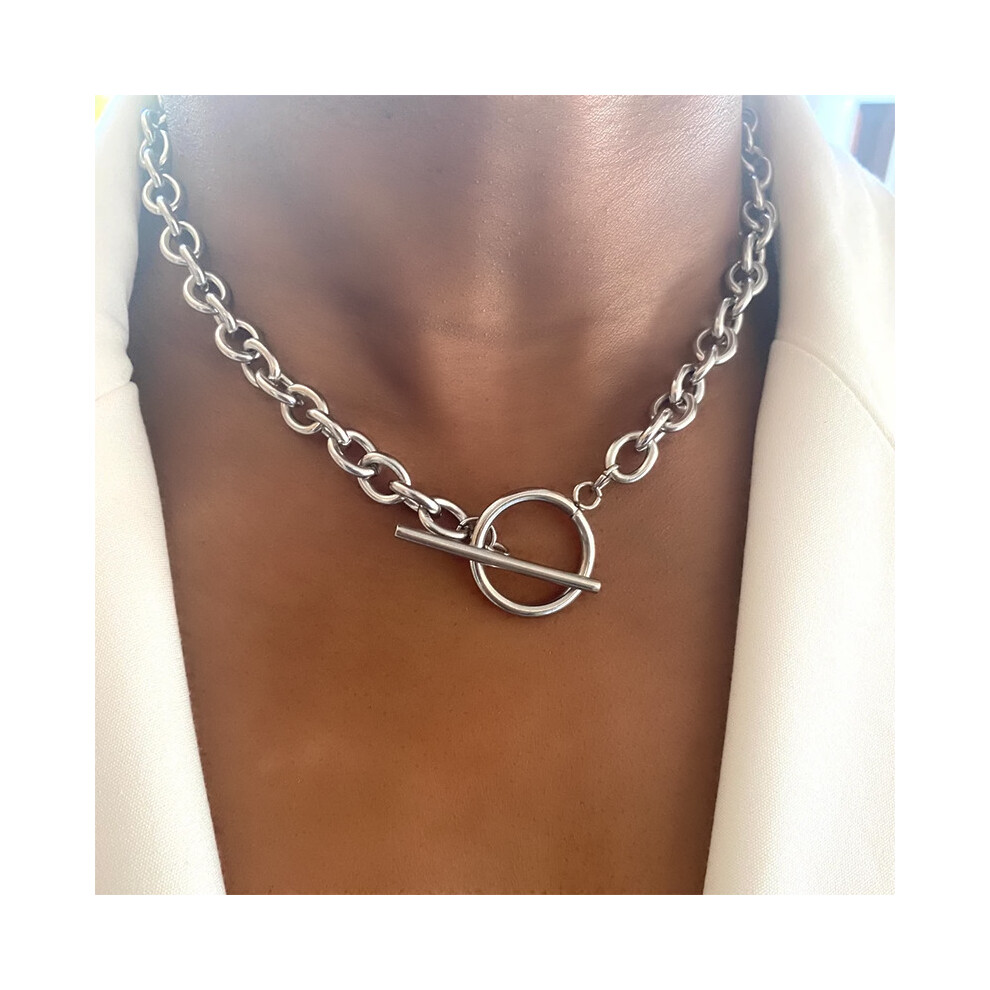 Chunky Chain Necklace Women Toggle Clasp Stainless Steel Chain Necklace For Women Jewelry Gift
