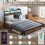 Costway King Size Bed Frame Metal Bed LED Lights Headboard & 4 Storage Drawers 4