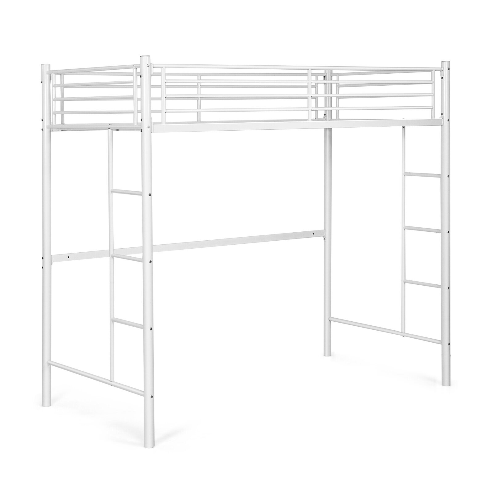 3.5FT Single Metal Loft Bed Frame High Sleeper Bunk Bed Desk Cabin Bed