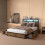 Costway King Size Bed Frame Metal Bed LED Lights Headboard & 4 Storage Drawers 3