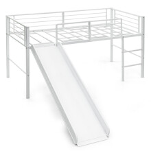 Sliding Loft Children Single Bed Steel Bed Frame W/Safety Guardrails