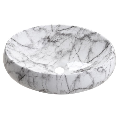 Living And Home Modern Oval Marble Bathroom Vessel Sink 2