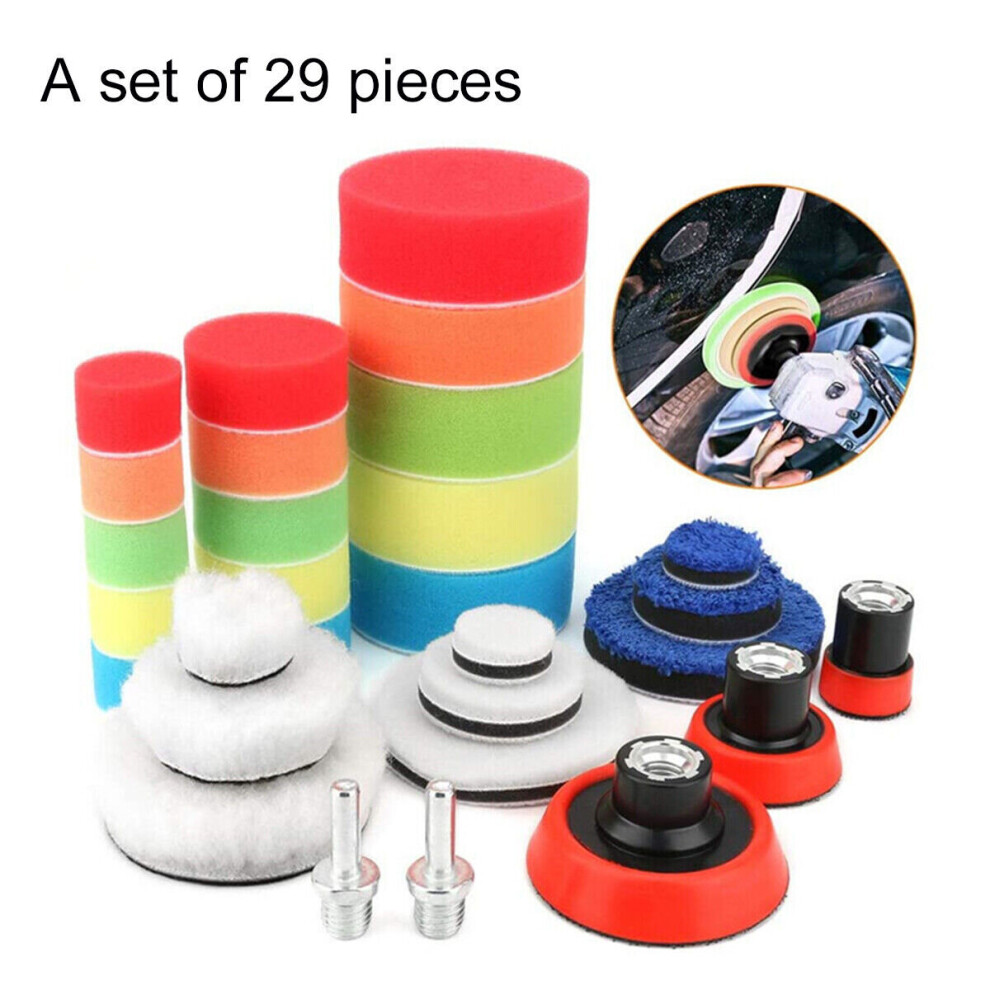 29Pcs Polishing Pad Sponge Mop Buffing Kit Drill Attachment 931581543665